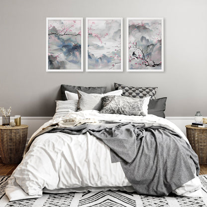 Large Print For Wall | Set of 3 Chinoiserie Wall art Prints