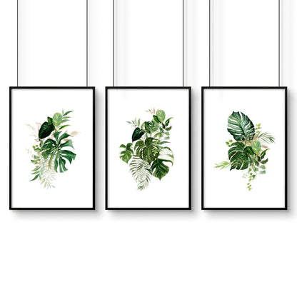 Large prints for living room | set of 3 Tropical wall art prints