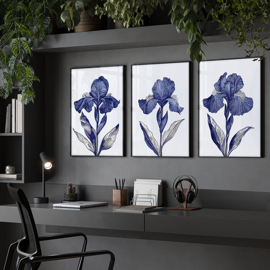 Large Wall Hanging | Set of 3 Botanical Wall art Prints