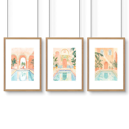 Large Wall Pictures For Living Room | Set of 3 Beach Decor Wall art Prints