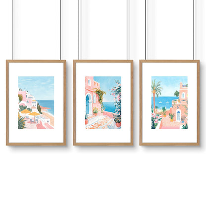 Large Wall Pictures Living Room | Set of 3 Beach Decor Wall art Prints