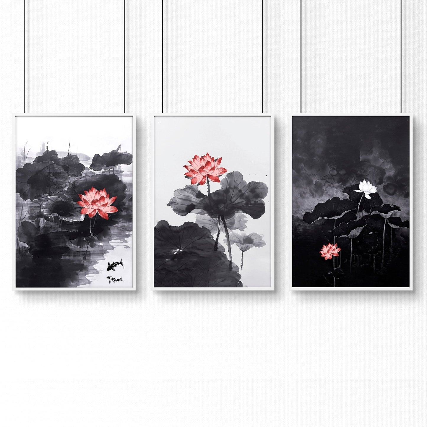 Large Wall Posters | Set of 3 Asian Inspired Wall art Prints