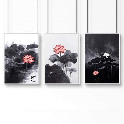 Large Wall Posters | Set of 3 Asian Inspired Wall art Prints
