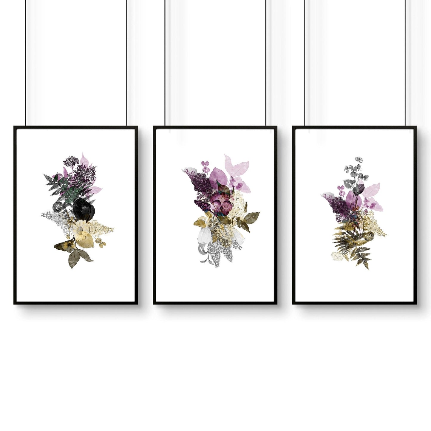 Set of 3 Wall Art – Large Floral Prints for Living Room