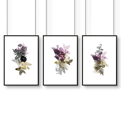 Set of 3 Wall Art – Large Floral Prints for Living Room