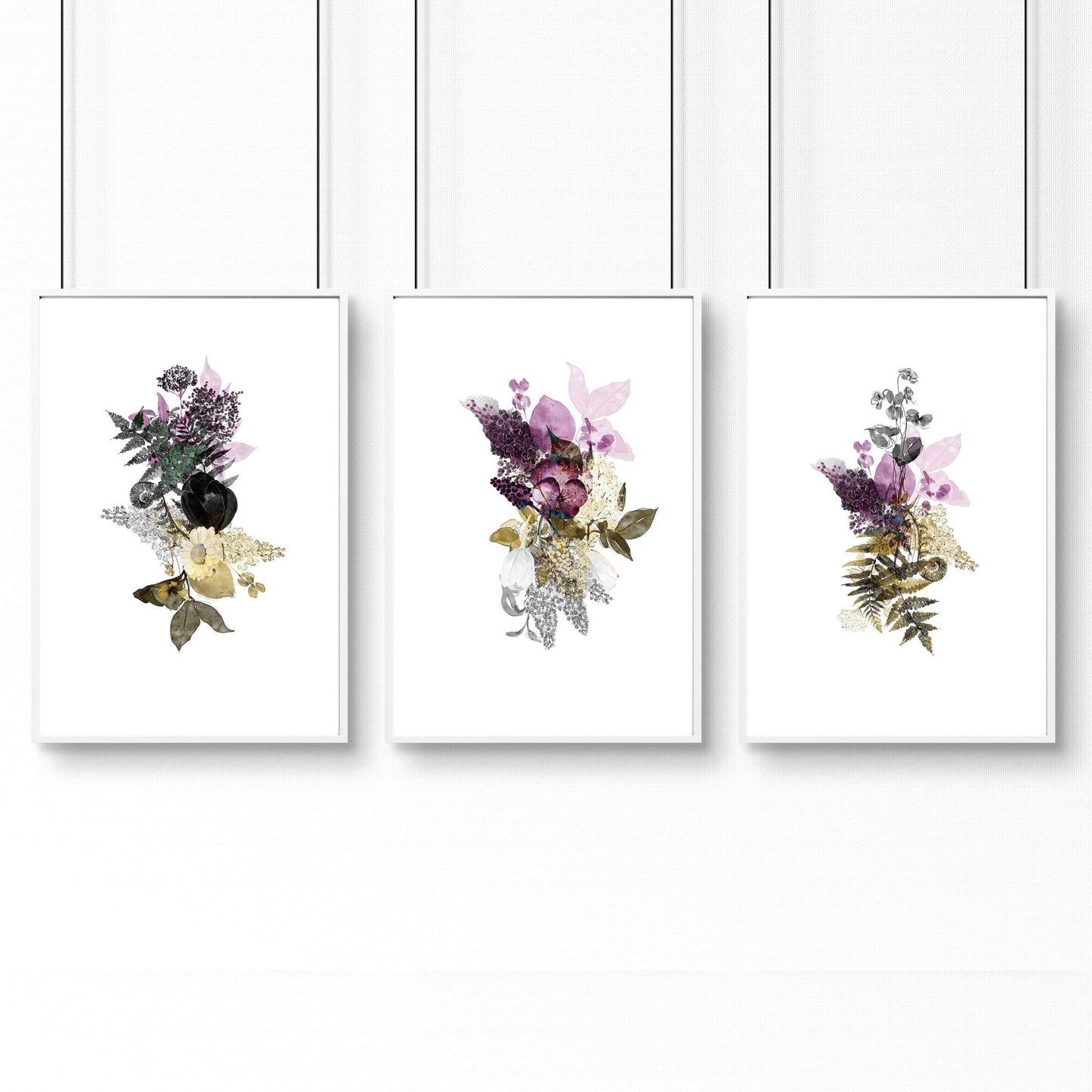 Set of 3 Wall Art – Large Floral Prints for Living Room
