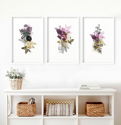 Set of 3 Wall Art – Large Floral Prints for Living Room