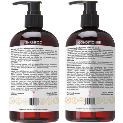 Laritelle Organic Shampoo & Conditioner – Hair Growth Support, No SLS, Gluten, Parabens