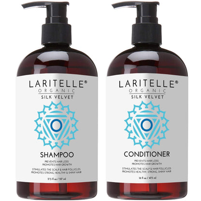 Laritelle Silk Velvet Organic Hair Care Set – Shampoo 17.5 oz + Conditioner 16 oz