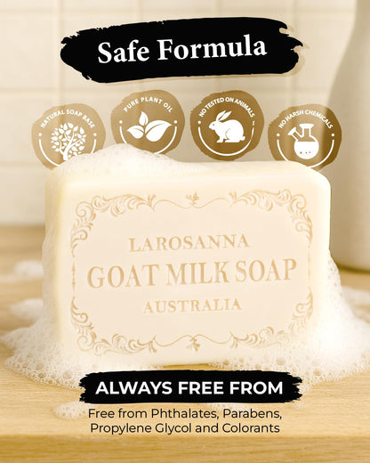 Larosanna Australian Goat Milk Soap – Hydrating, Gentle Cleanse with Cocoa Butter & Aloe Vera | Pack of 4 Bars