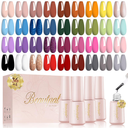 Larvall Beautpal 40 PCS Gel Nail Polish Set | All Seasons Collection – 36 Colors + Base & Top Coats (7ml)