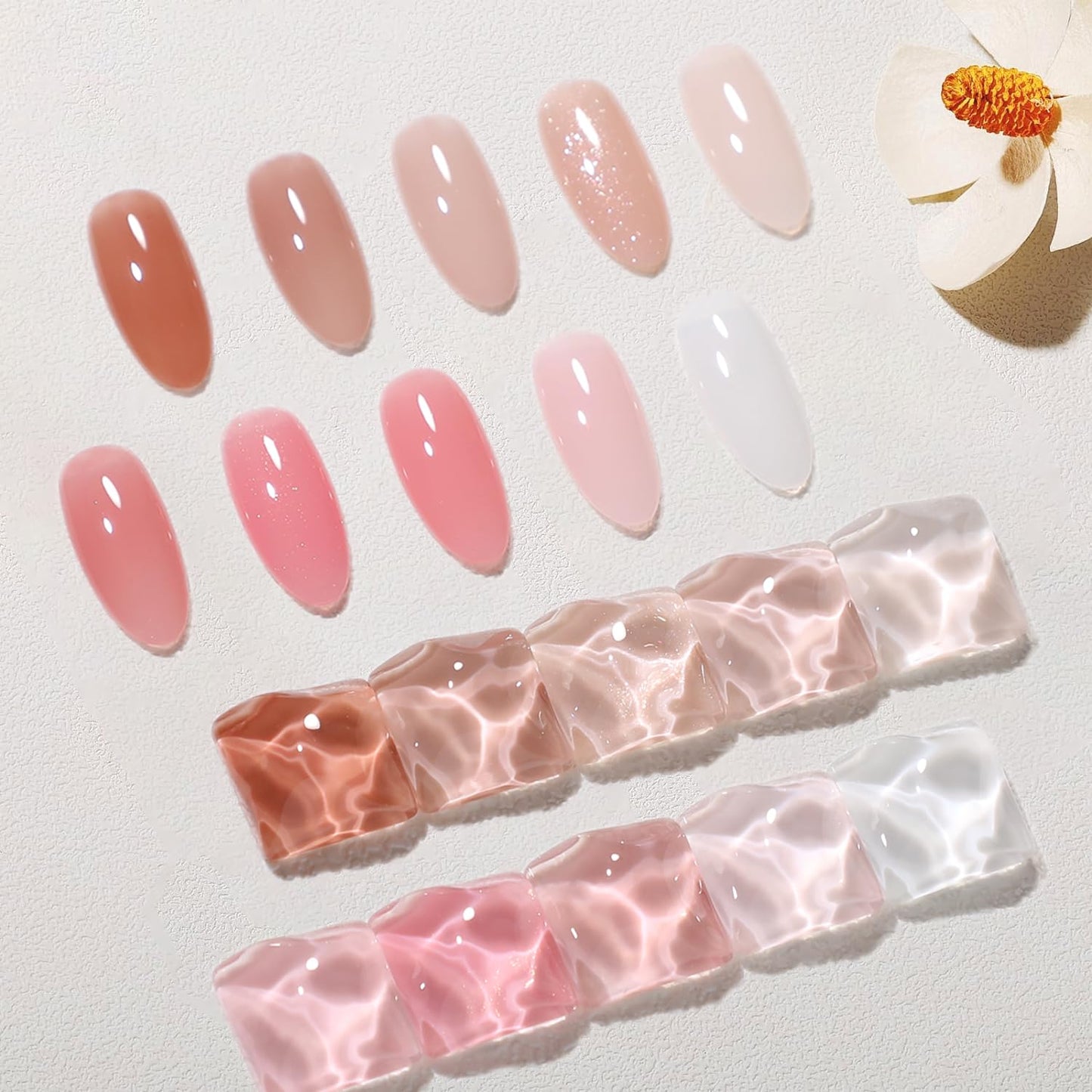 Larvall Beautpal Milky White Jelly Nude Gel Nail Polish Set – 10 Sheer Colors (7ml) for Natural-Look Manicures