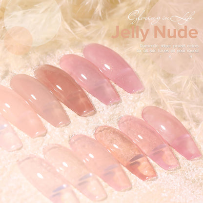 Larvall Beautpal Nude Gel Polish Set – Milky Nude Jelly Gel Polish Kit, 6×8ml, Soak-Off UV Translucent Nails J03
