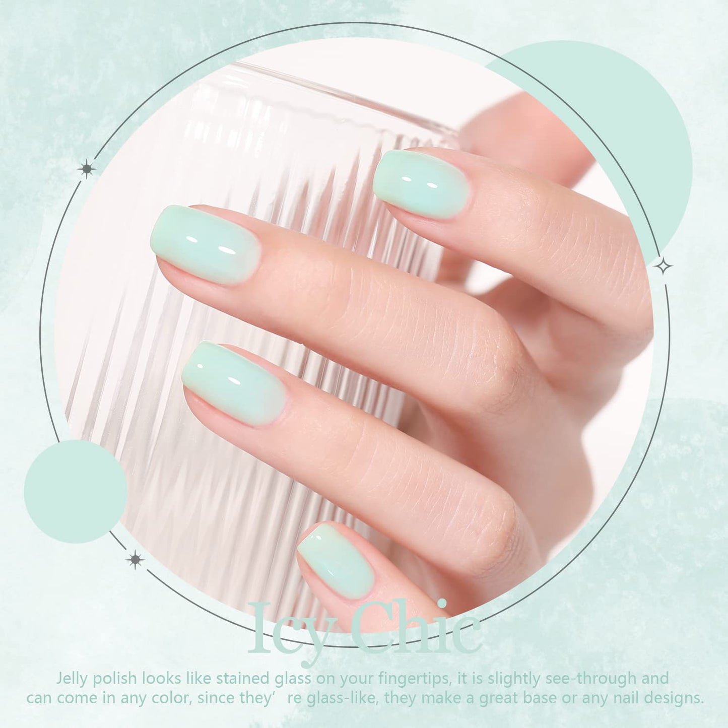 Larvall Beautpal Pastel Jelly Gel Nail Polish Set – 10x 7ml Milky White, Pink, Green, Blue, Yellow, Orange