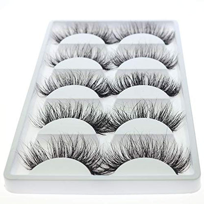 LASGOOS 3D Mink False Eyelashes – Luxurious Natural Messy Volume, Long & Fluffy (5 Pairs)