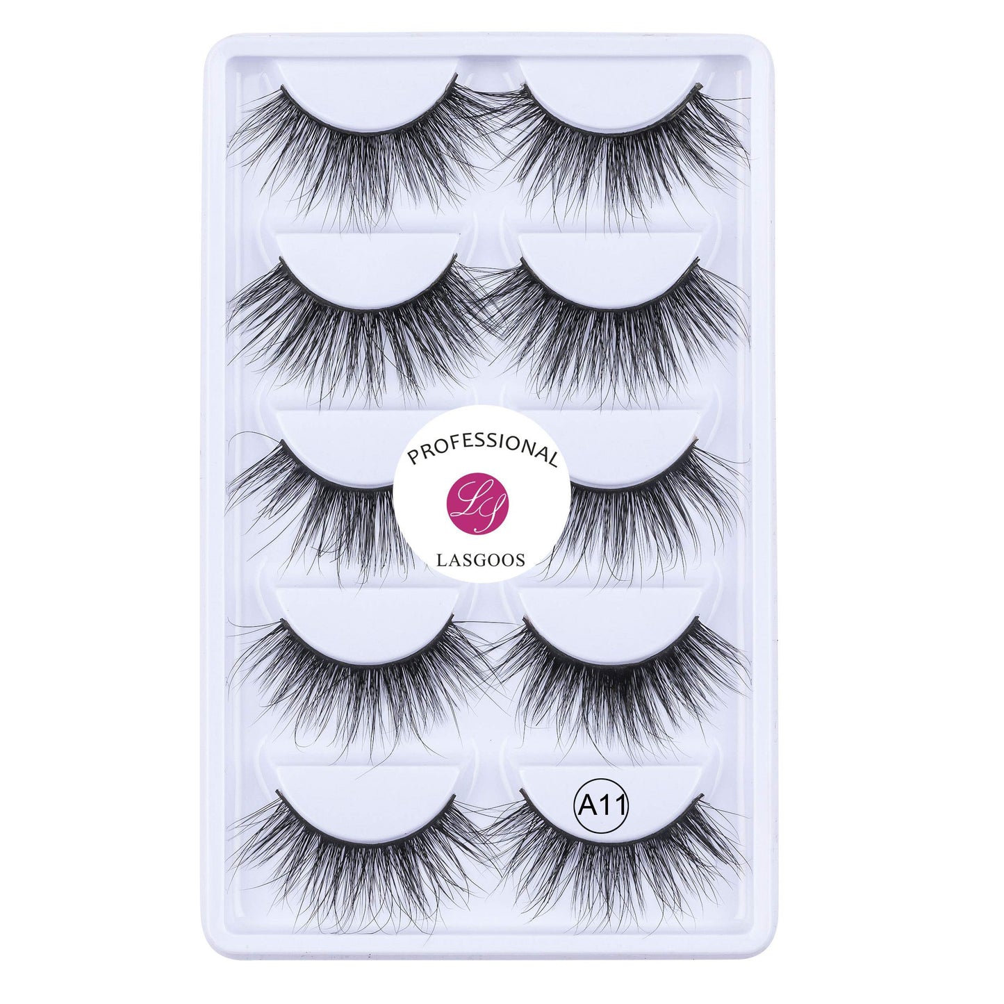 LASGOOS 3D Mink False Eyelashes – Luxurious Natural Messy Volume, Long & Fluffy (5 Pairs)