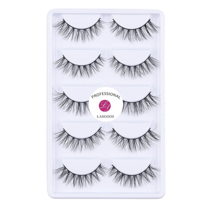 LASGOOS Luxurious 3D Siberian Mink Lashes A04 – Natural Look Wispy (5 Pairs)