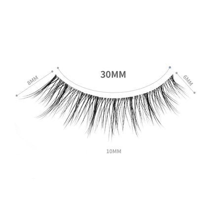 LASGOOS Eyelashes - Natural Look 3D Invisible Band Short 6-10mm, 3 Pairs GM04
