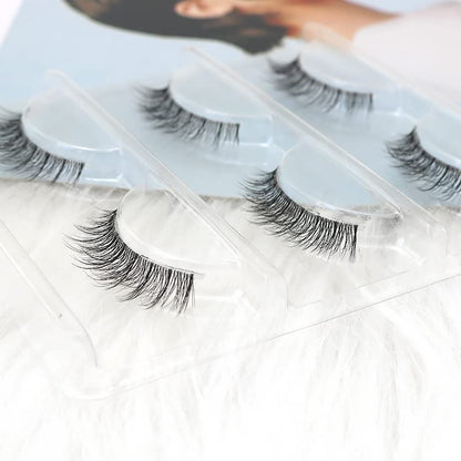 LASGOOS Eyelashes - Natural Look 3D Invisible Band Short 6-10mm, 3 Pairs GM04