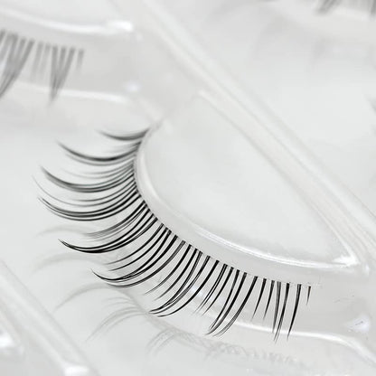 LASGOOS GM19 Fake Eyelashes – Natural Look, Clear Band, 5-9mm, 3 Pairs
