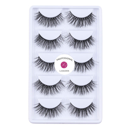 LASGOOS Luxurious 100% Mink Lashes 3D Eyelashes 12-16mm – Handmade, Cruelty-Free, 5 Pairs (A12)
