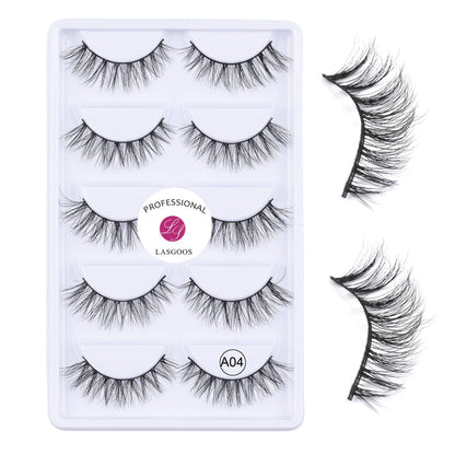 LASGOOS Luxurious 3D Siberian Mink Lashes A04 – Natural Look Wispy (5 Pairs)
