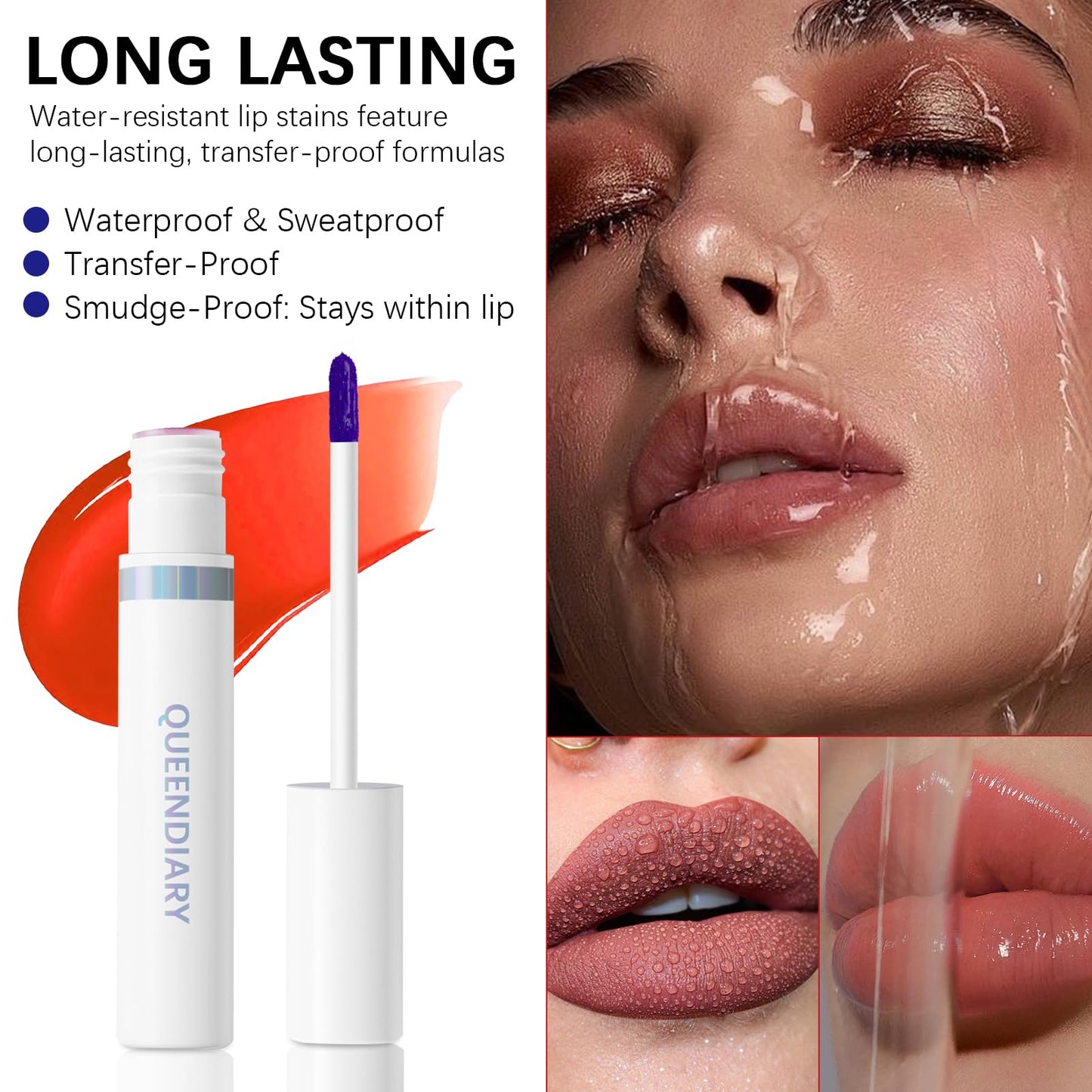 Lashcharm Lip Stain Peel Off – Long-Lasting Matte Lip Tint, Waterproof & Transfer-Proof (04 Darling Stain)