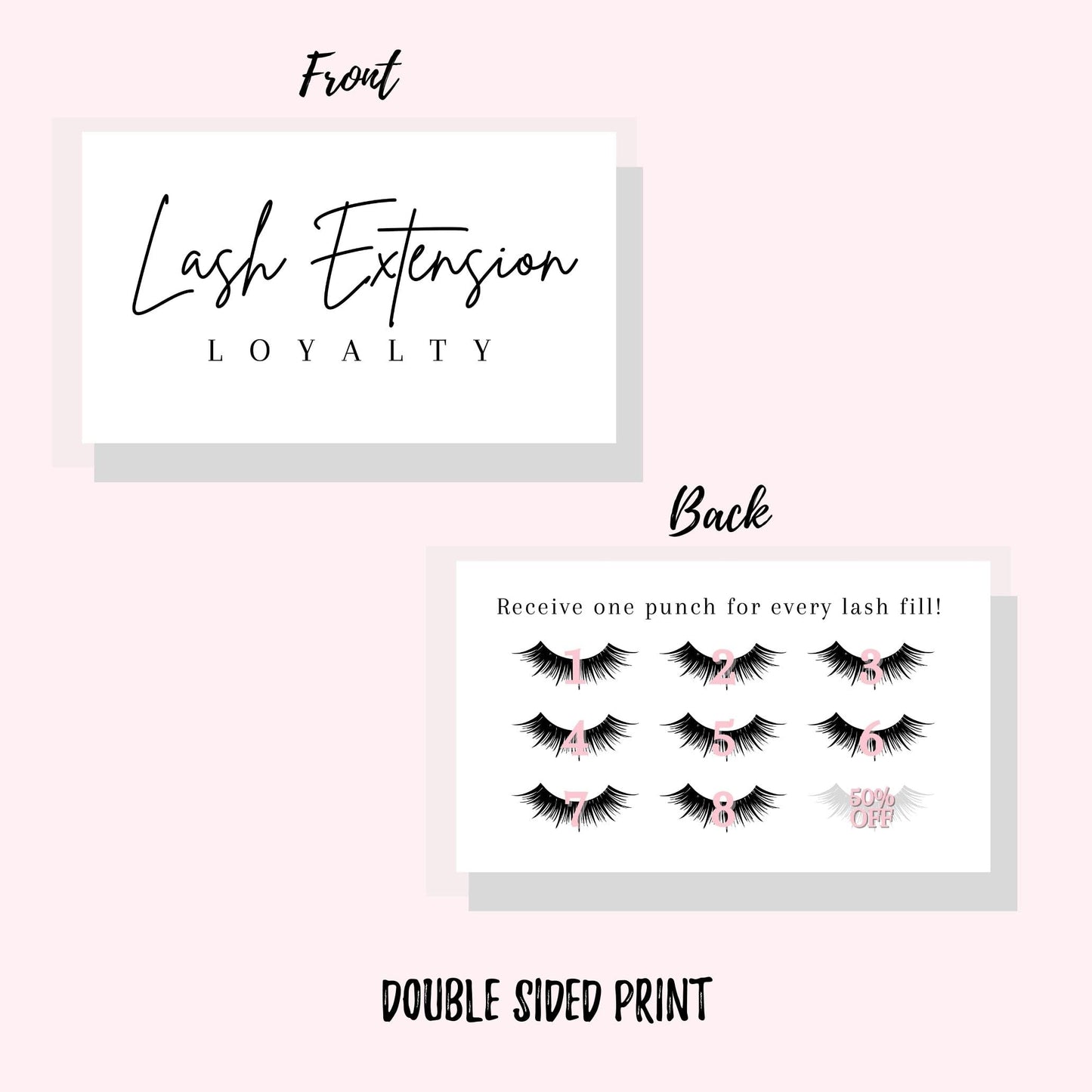 Lashicorn Lash Extension Loyalty Punch Cards – 50 Pack, 2x3.5 in