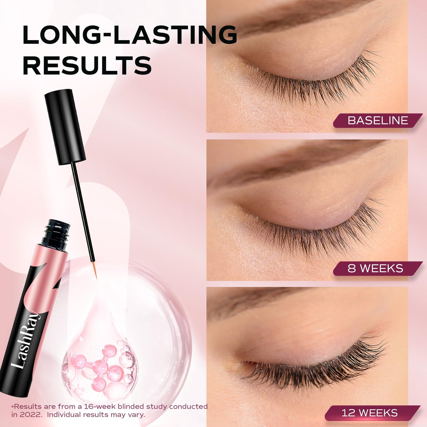 LashRay Eye Lash Enhancing Serum – Grow Longer, Thicker Eyelashes, 0.1 oz