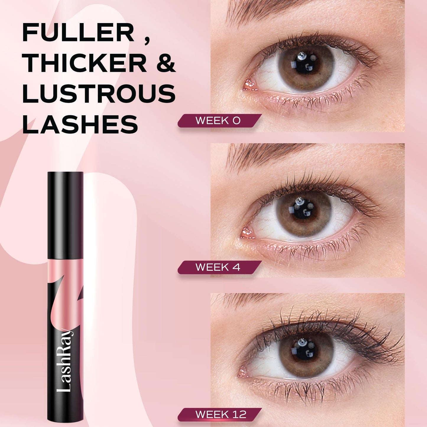 LashRay Eye Lash Enhancing Serum – Grow Longer, Thicker Eyelashes, 0.1 oz