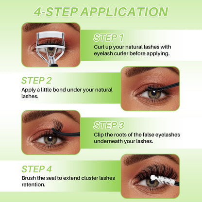 LASHSUN WL+200D Lash Clusters Kit – DIY Lash Extensions with Bond & Seal, Remover & Tweezers