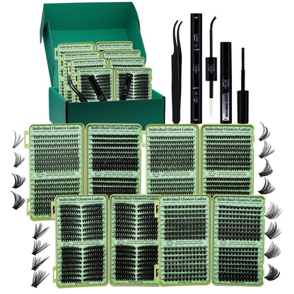 LASHSUN Lash Clusters Kit – Wispy Cat Eye Lashes with Bond, Seal, Remover & Tweezers
