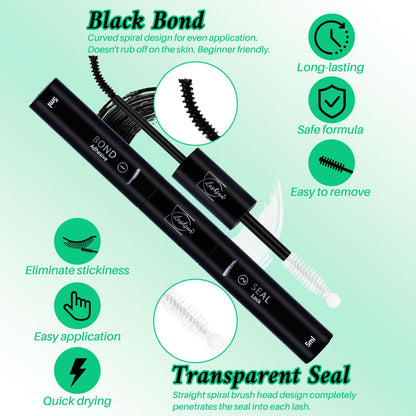 LASHSUN Lash Clusters Kit – Wispy Cat Eye Lashes with Bond, Seal, Remover & Tweezers