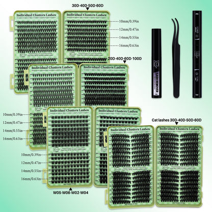LASHSUN Lash Clusters Kit – Wispy Cat Eye Lashes with Bond, Seal, Remover & Tweezers
