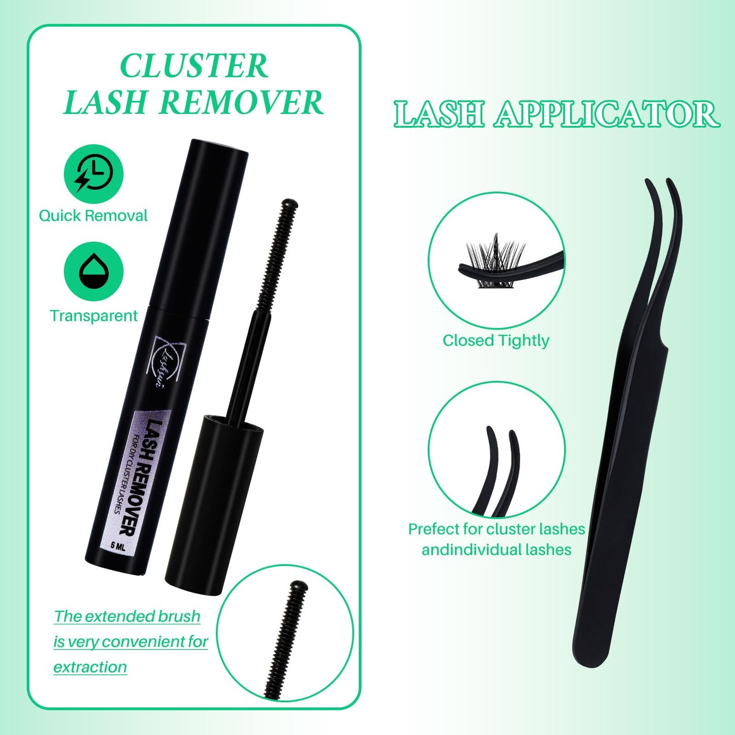 LASHSUN Lash Clusters Kit – Wispy Cat Eye Lashes with Bond, Seal, Remover & Tweezers