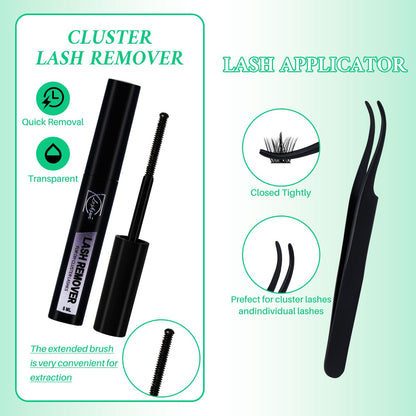 LASHSUN Lash Clusters Kit – Wispy Cat Eye Lashes with Bond, Seal, Remover & Tweezers