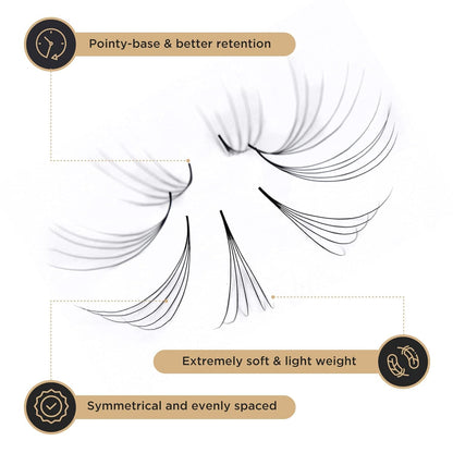 LASHVIEW 1000 Premade Volume Eyelash Extensions — 5D/10D, C&D Curl, 9-16mm