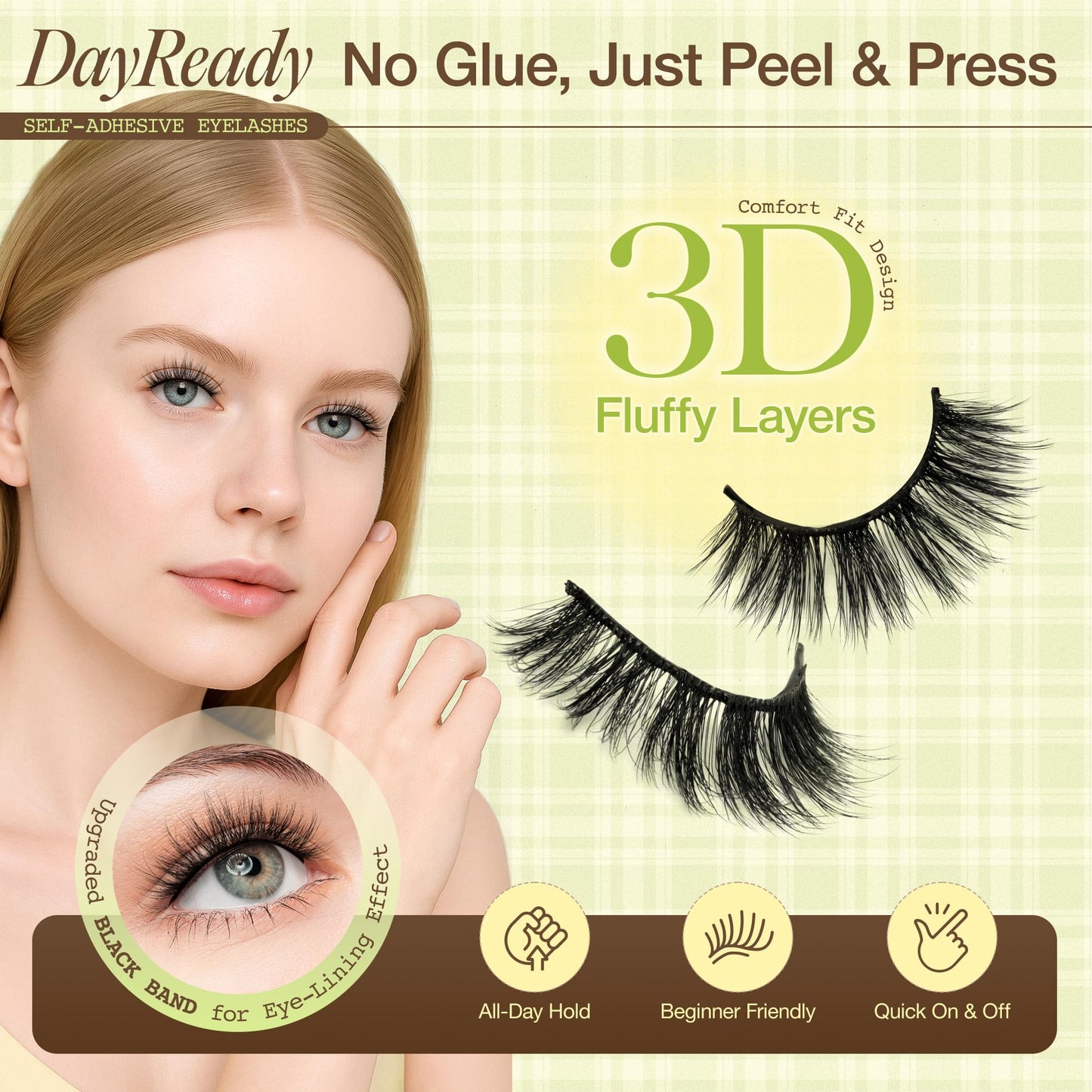 LASHVIEW Self-Adhesive Eyelashes CV219 – No Glue Needed, Reusable Cat Eye Lashes