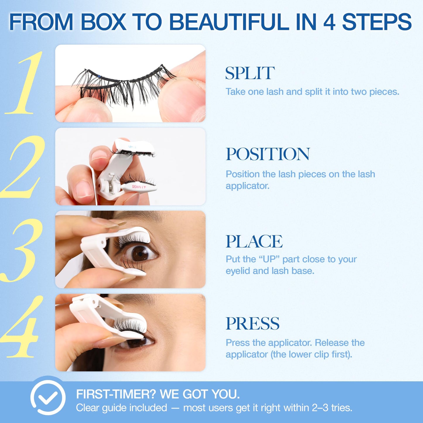 LASHVIEW LunaSoft Magnetic Eyelashes with Applicator – No Glue or Eyeliner, 48H Hold