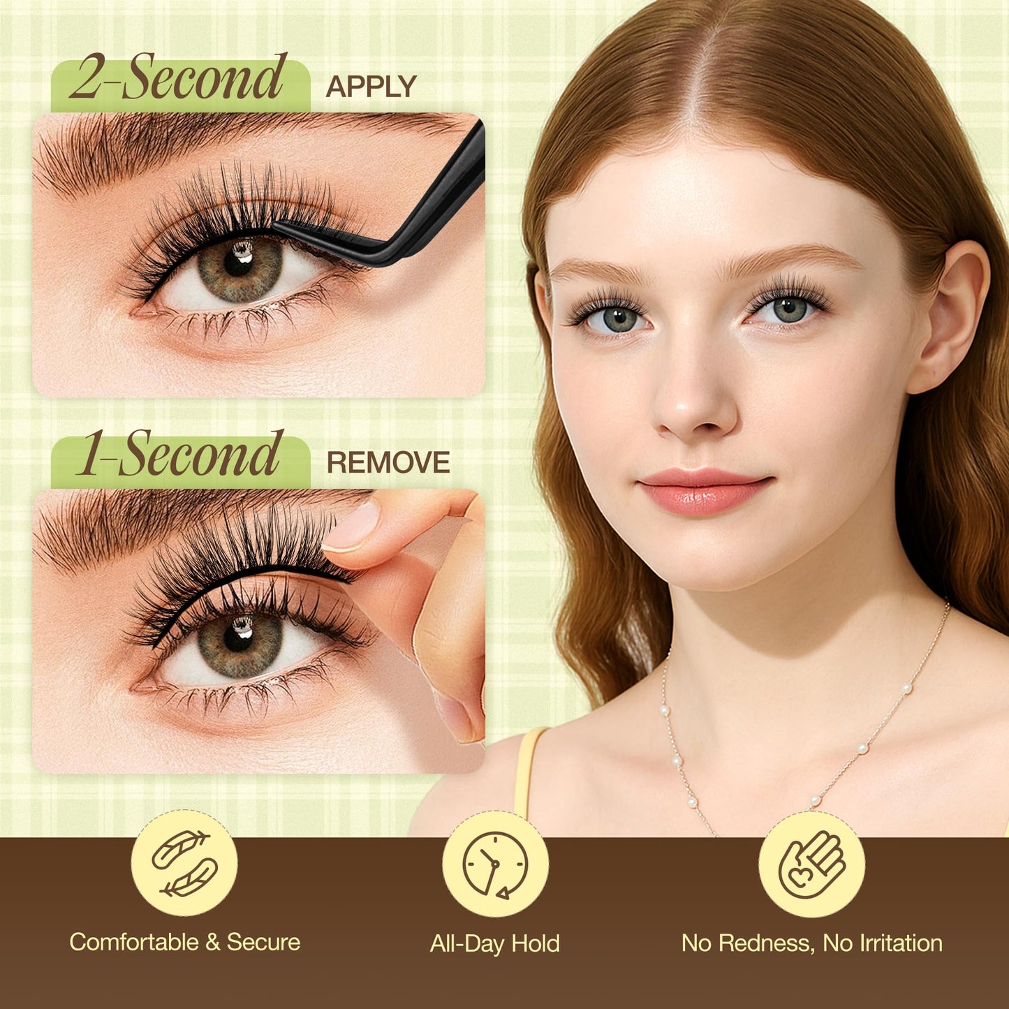 LASHVIEW Self-Adhesive Eyelashes – Natural Look Press-On Lashes, 5 Pairs