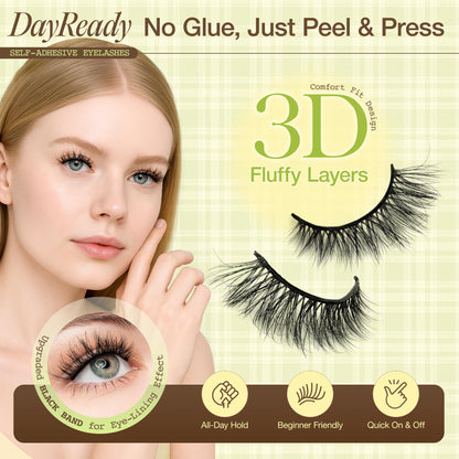 LASHVIEW Self Adhesive Eyelashes – Natural Look Press On Lashes, No Glue Needed, Reusable 5 Pairs (CV201)