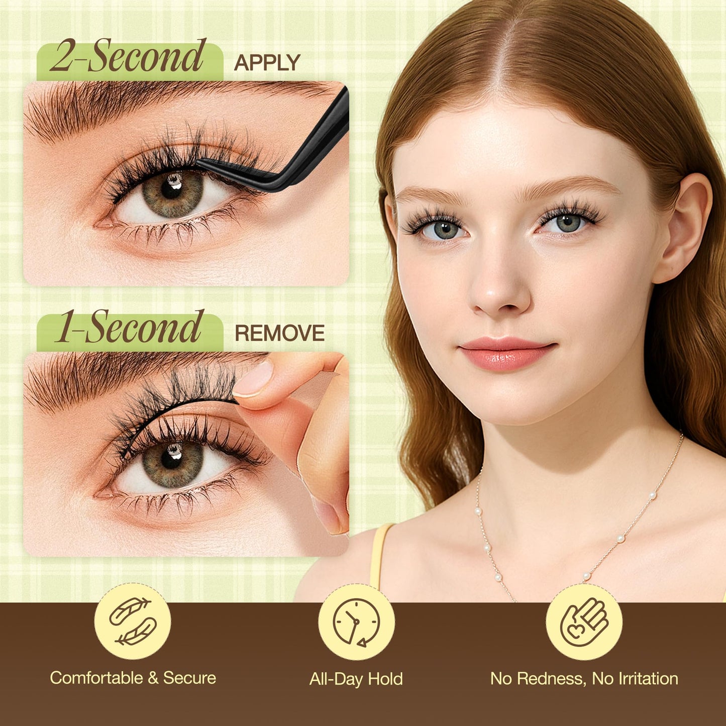 LASHVIEW Self Adhesive Eyelashes – Natural Look Press On Lashes, No Glue Needed, Reusable 5 Pairs (CV201)