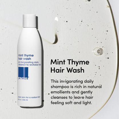 LATHER Mint Thyme Hair Wash | Daily Shampoo 8 fl oz – Hotel-Quality, Vegan & Cruelty-Free