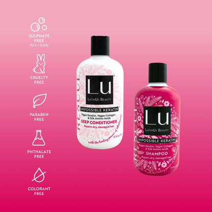 Lu by LatinUs Beauty Rescue Set – Repair & Restore Hair Care (Shampoo + Conditioner, 24 oz)