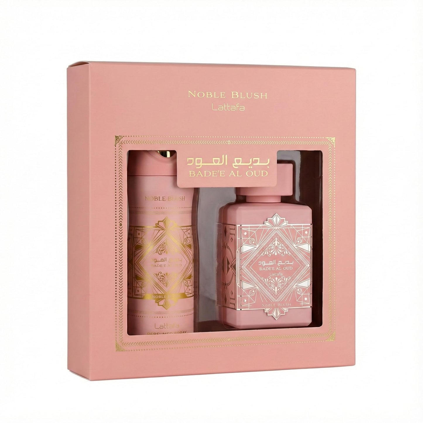 Lattafa Badee Al Oud Noble Blush 2-Pcs Gift Set – 100ml EDP + 200ml Perfumed Spray