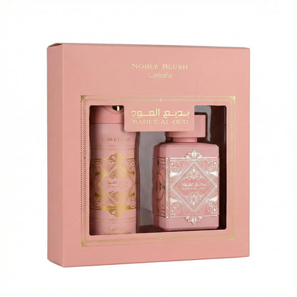Lattafa Badee Al Oud Noble Blush 2-Pcs Gift Set – 100ml EDP + 200ml Perfumed Spray