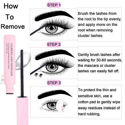 LAUBESS LASH Eyelash Extension Kit 50D 300 Pcs – DIY Cluster Lashes + Bond & Seal