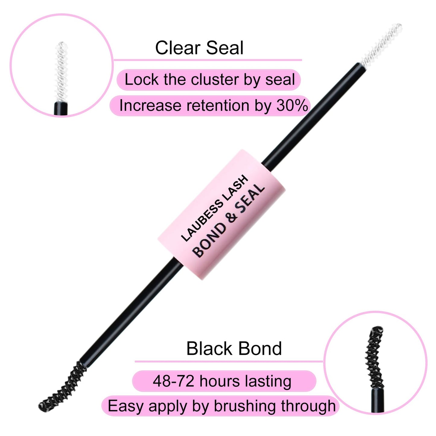 LAUBESS LASH Eyelash Extension Kit 50D 300 Pcs – DIY Cluster Lashes + Bond & Seal