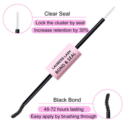 LAUBESS LASH Eyelash Extension Kit 50D 300 Pcs – DIY Cluster Lashes + Bond & Seal
