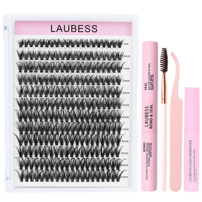 LAUBESS Lash Extension Kit 40D Clusters — DIY Waterproof Lashes Set